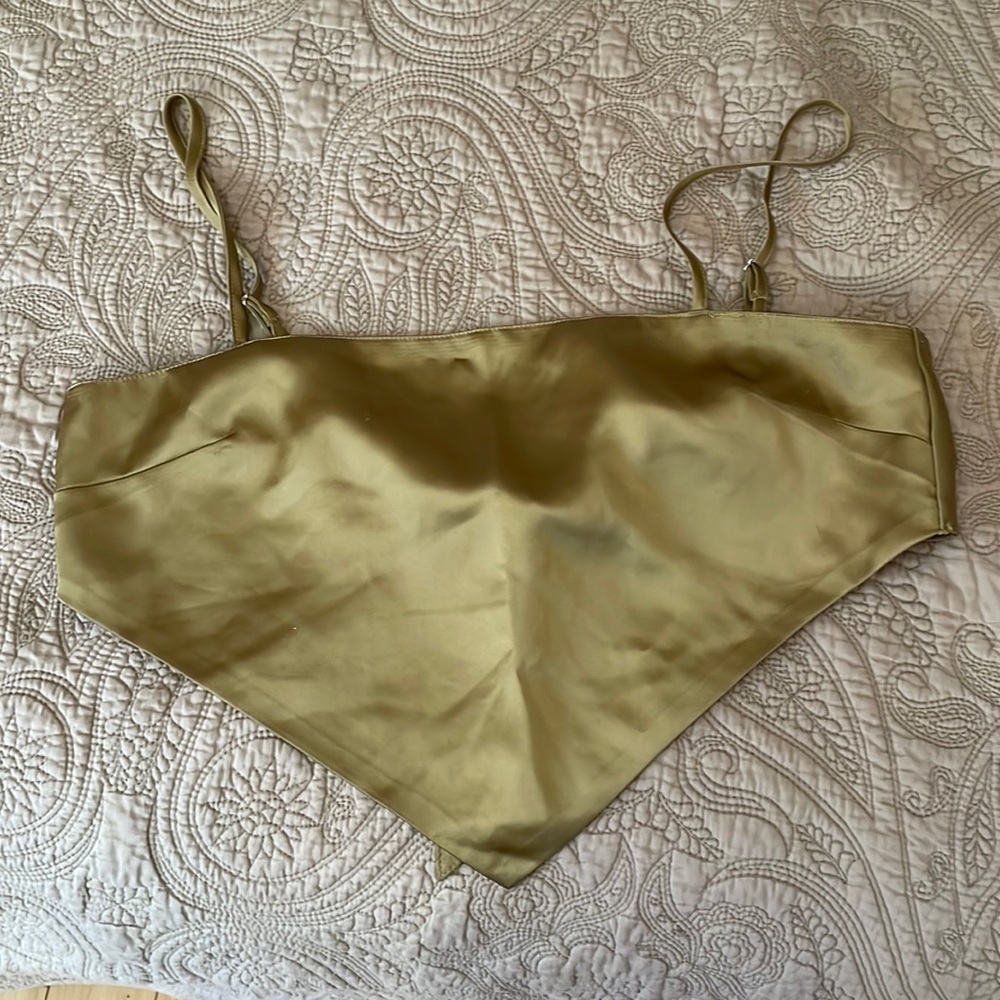 Green satin handkerchief top